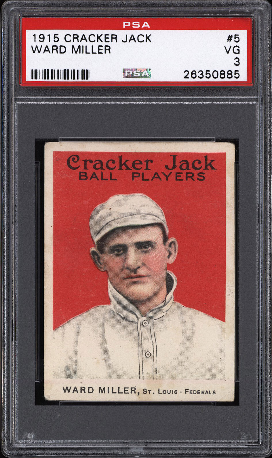  1915 Cracker Jack #5 Ward Miller - PSA VG 3