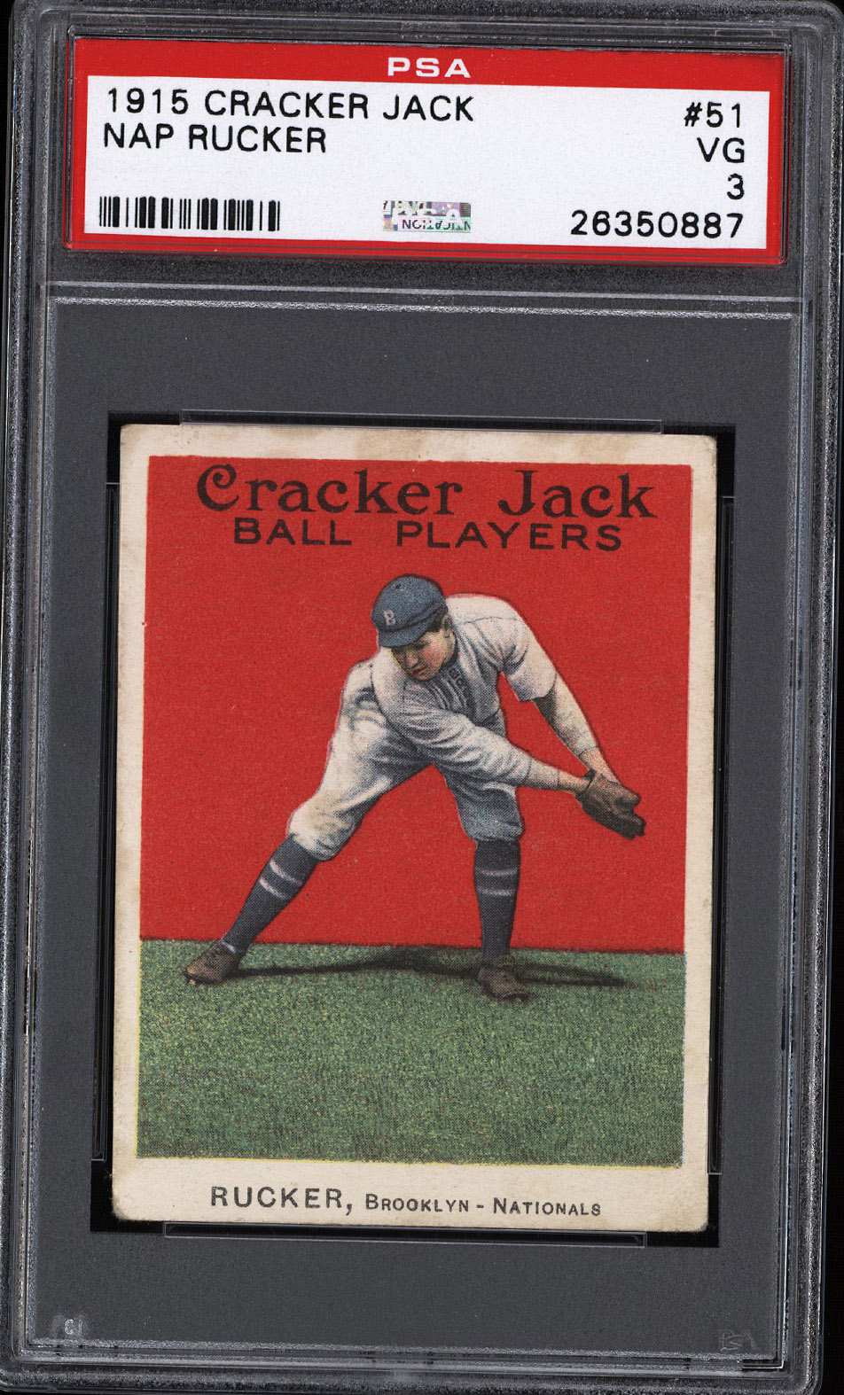  1915 Cracker Jack #51 Nap Rucker - PSA VG 3