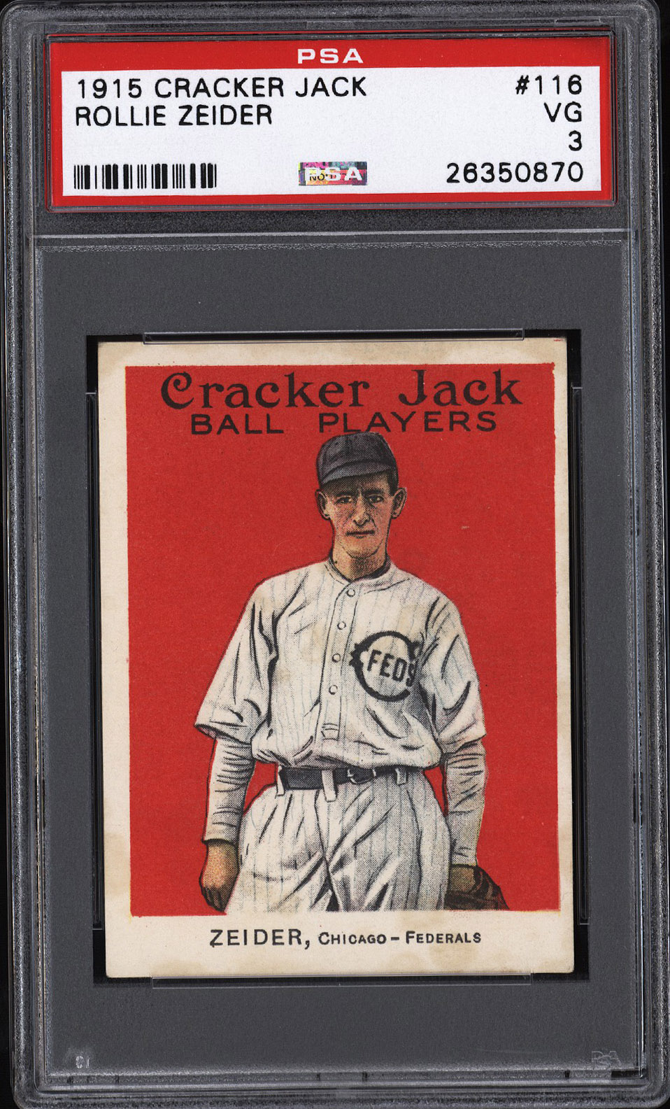  1915 Cracker Jack #116 Rollie Zeider - PSA VG 3