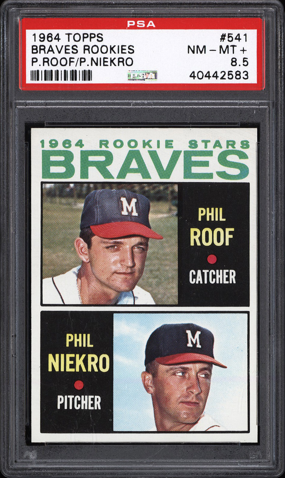  1964 Topps #541 Phil Niekro (HOF RC) - PSA NM-MT+ 8.5