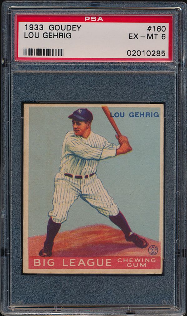  Stunning 1933 Goudey #160 Lou Gehrig (HOF) PSA EX/MT 6