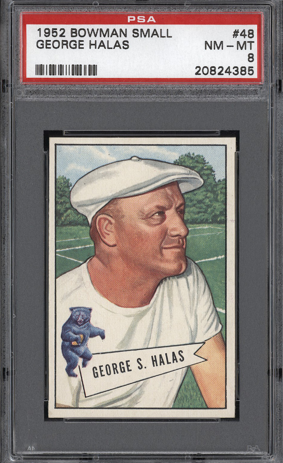  1952 Bowman Small #48 George Halas (HOF) - PSA NM-MT 8