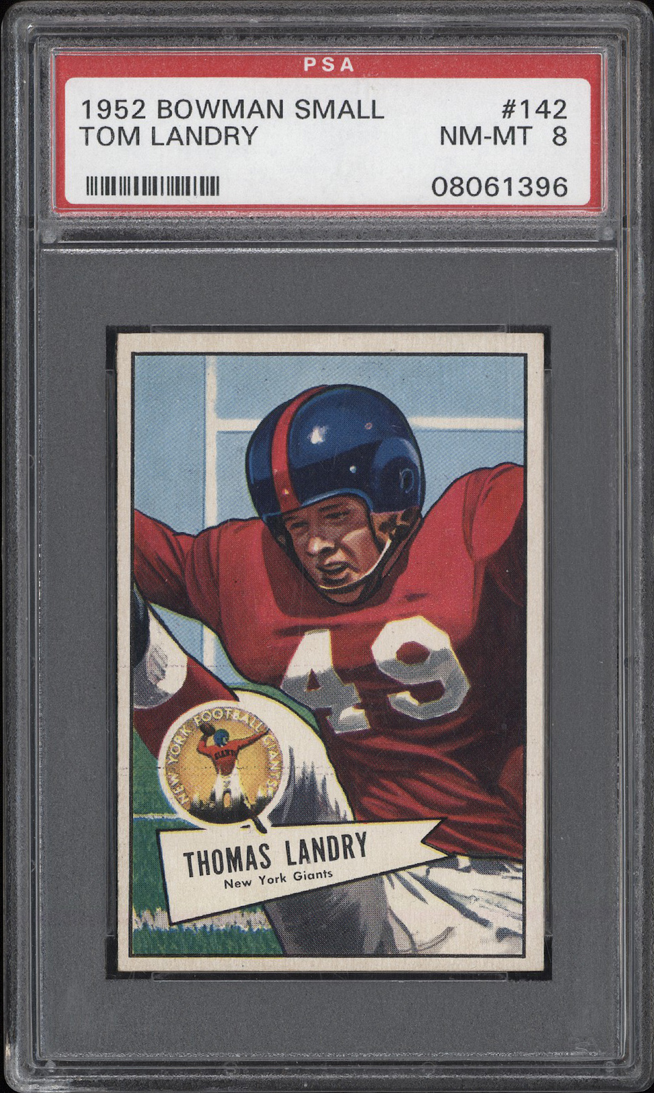  1952 Bowman Small #142 Tom Landry (HOF) - PSA NM-MT 8