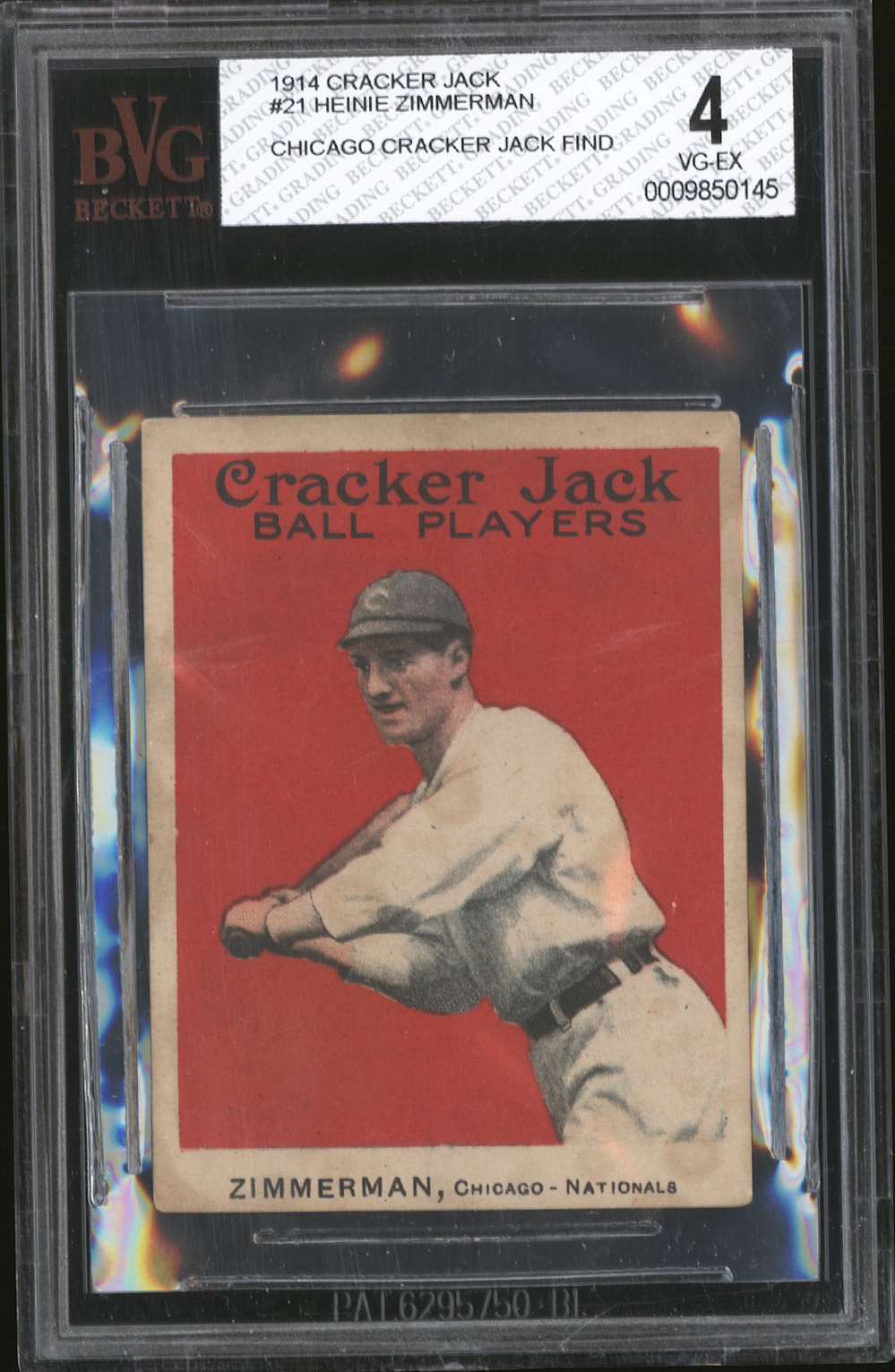  1914 Cracker Jack #21 Heinie Zimmerman - BVG VG-EX 4