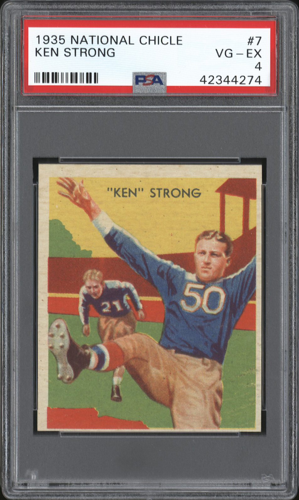  1935 National Chicle #7 Ken Strong (HOF) - PSA VG-EX 4
