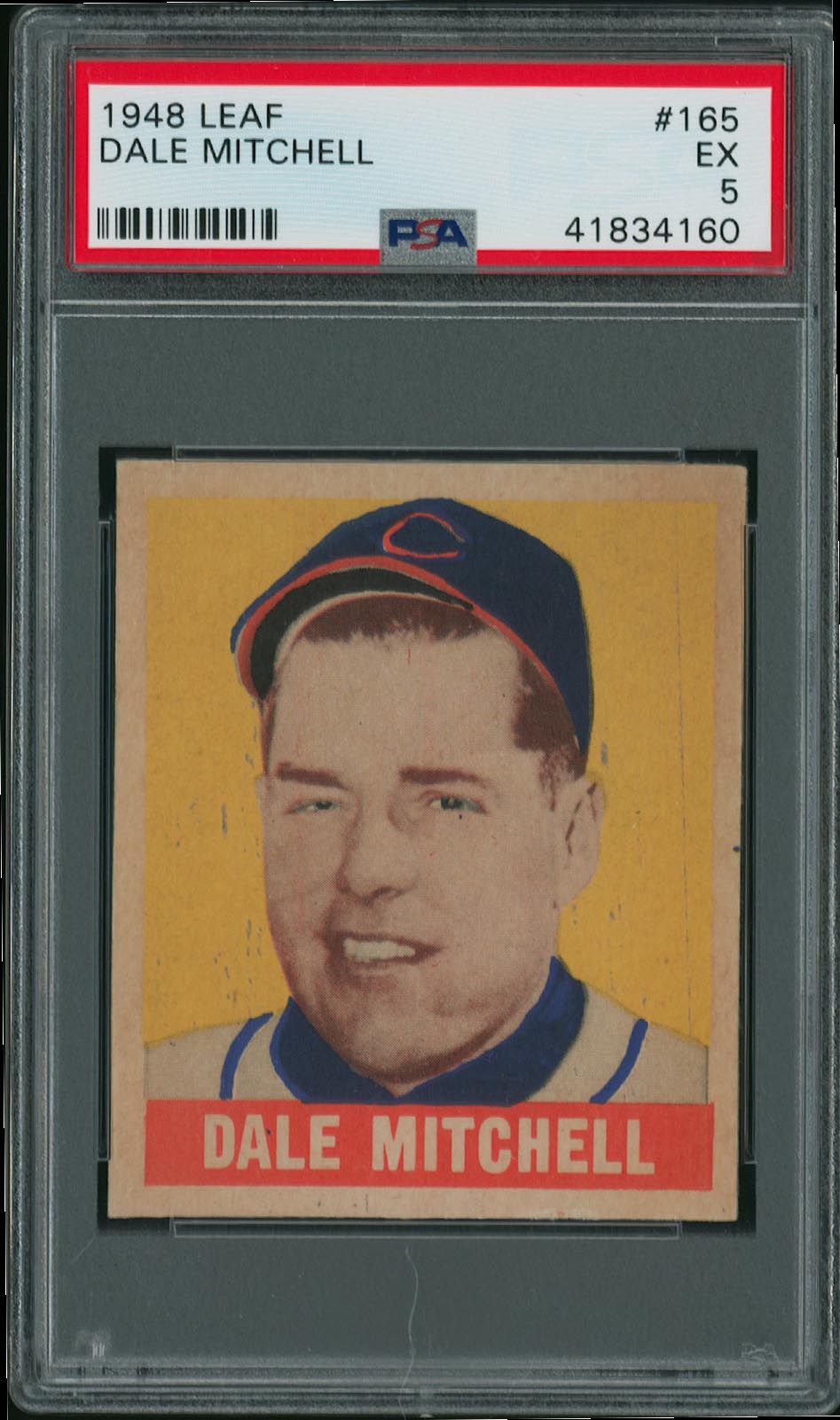  1948 Leaf #165 Dale Mitchell (SP) - PSA EX 5