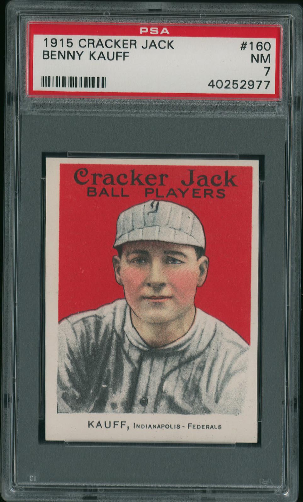  1915 Cracker Jack #160 Benny Kauff - PSA NM 7