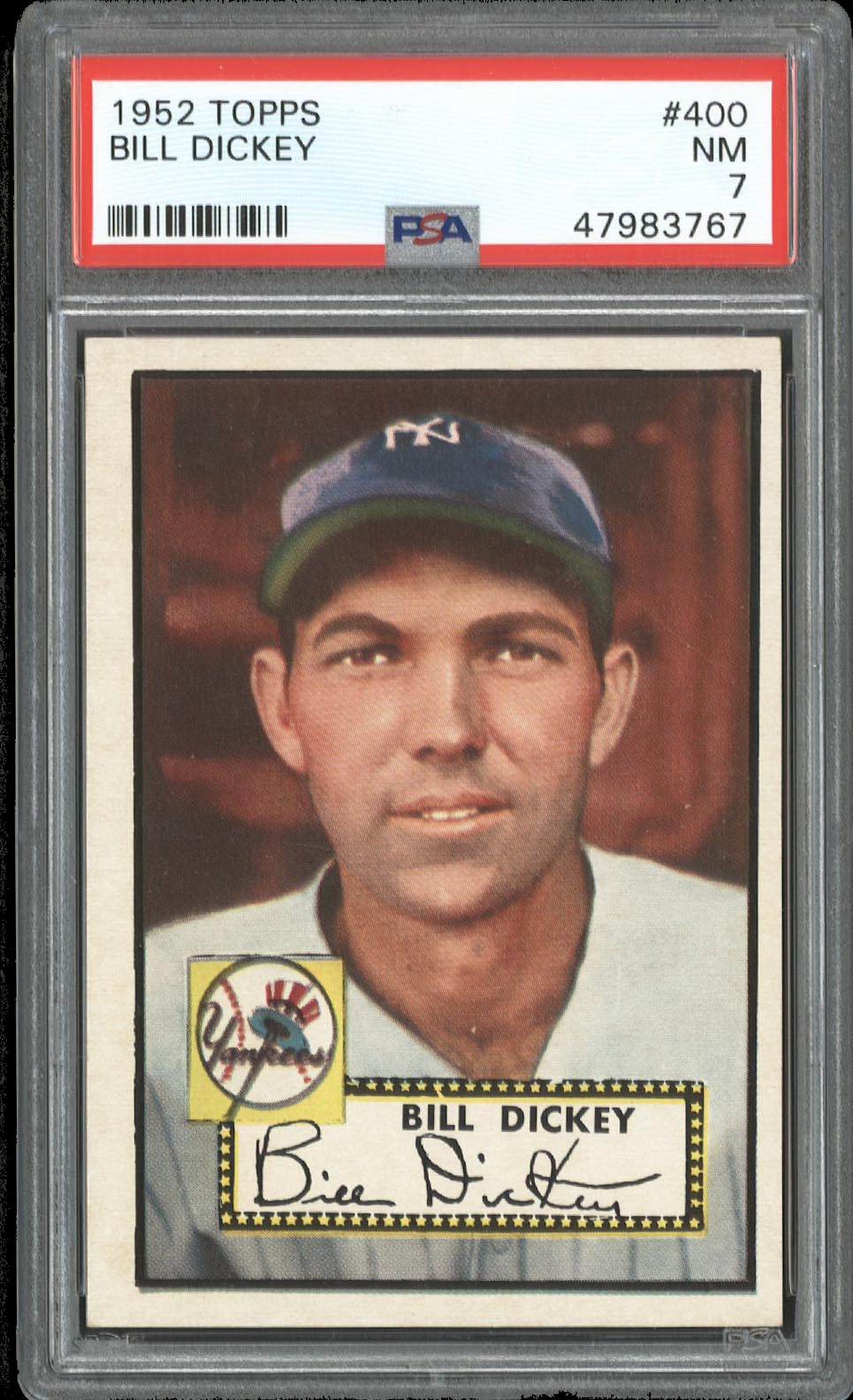  1952 Topps #400 Bill Dickey (HOF) - PSA NM 7