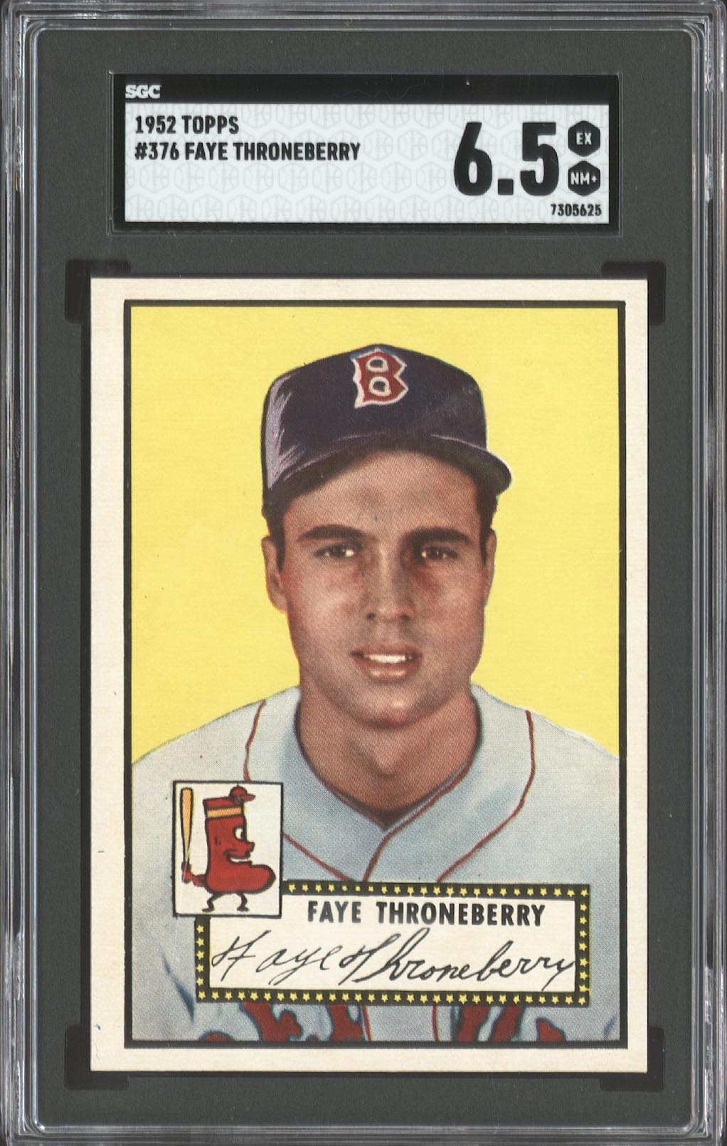  1952 Topps #376 Faye Throneberry - SGC EX/NM+ 6.5