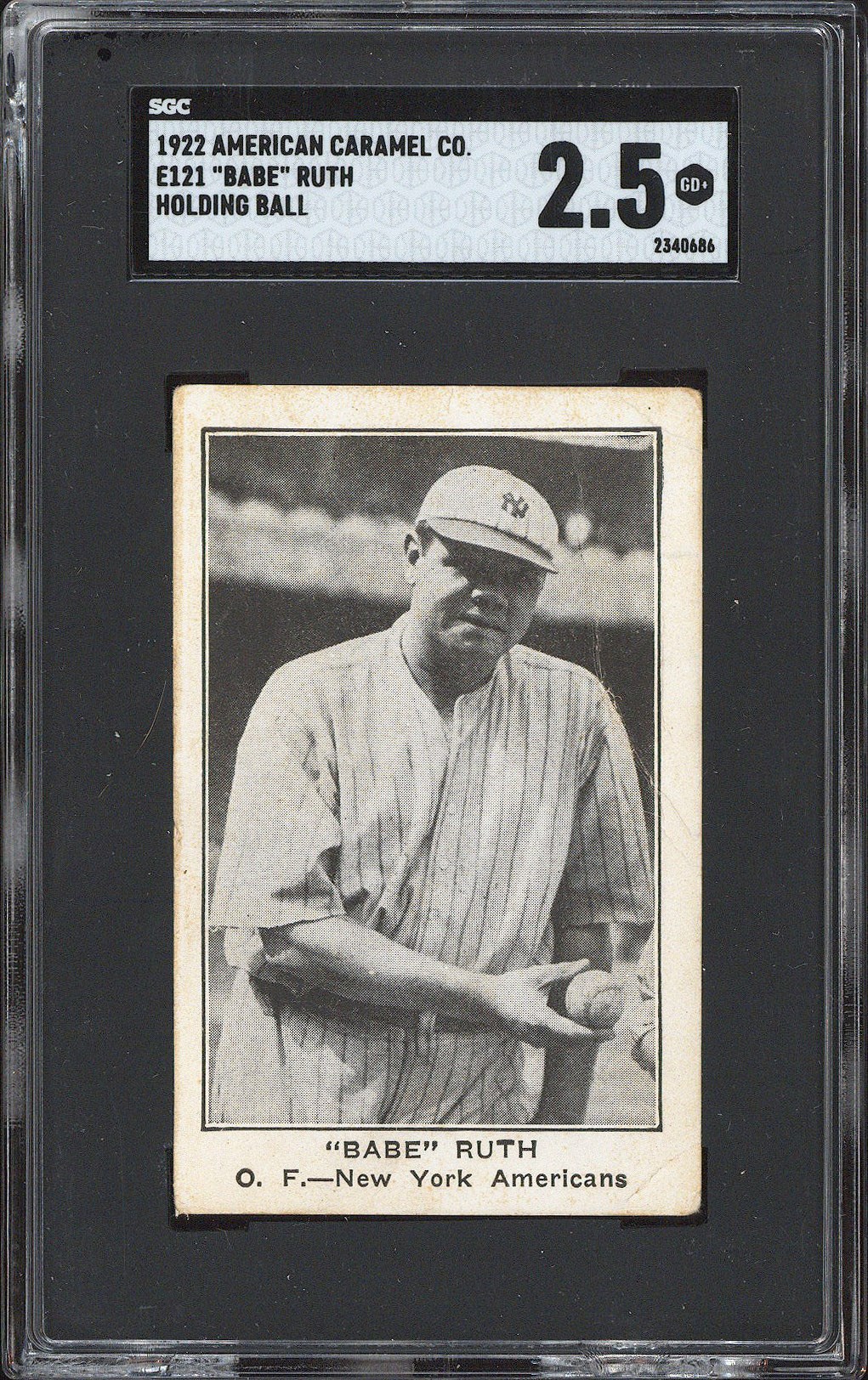 1922 E121 American Caramel Babe Ruth (HOF - Holding Ball) - SGC GD+ 2.5