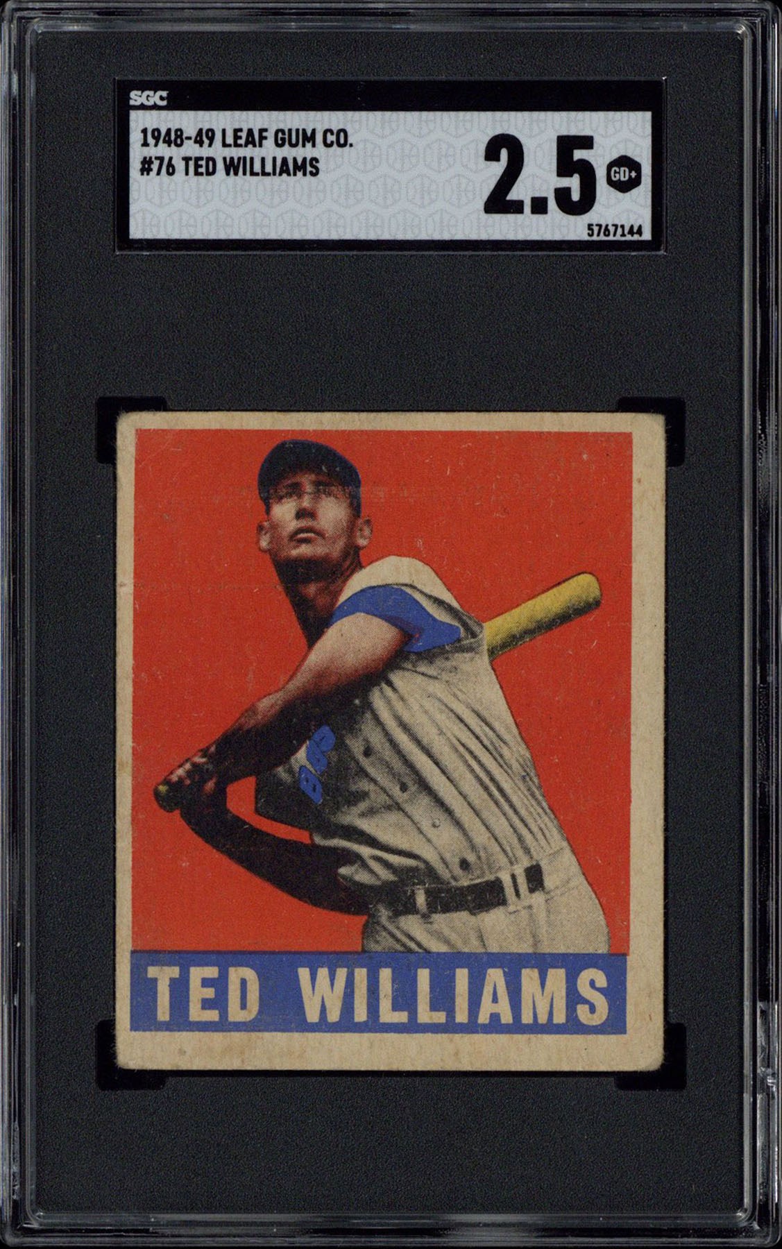 1948-49 Leaf #76 Ted Williams (HOF) - SGC GD 2.5+