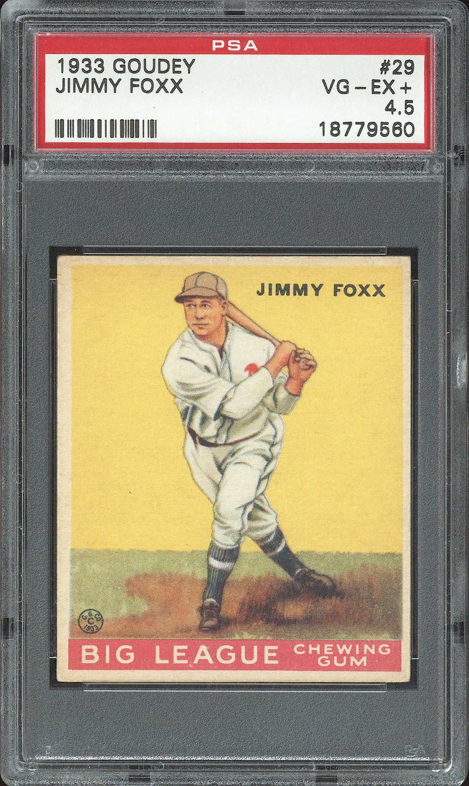 1933 Goudey #29 Jimmy Foxx (HOF) - PSA VG-EX+ 4.5