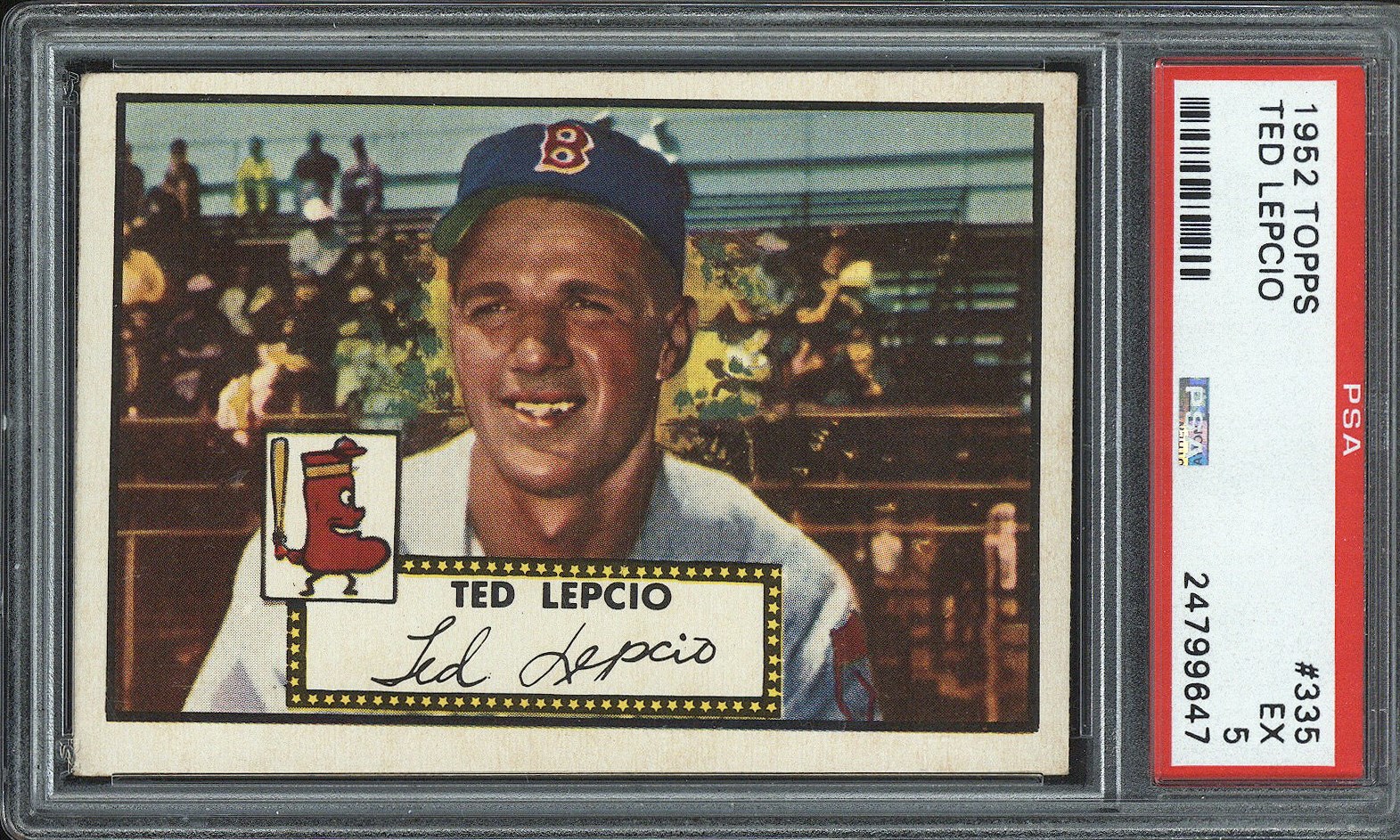 1952 Topps #335 Ted Lepcio - PSA EX 5