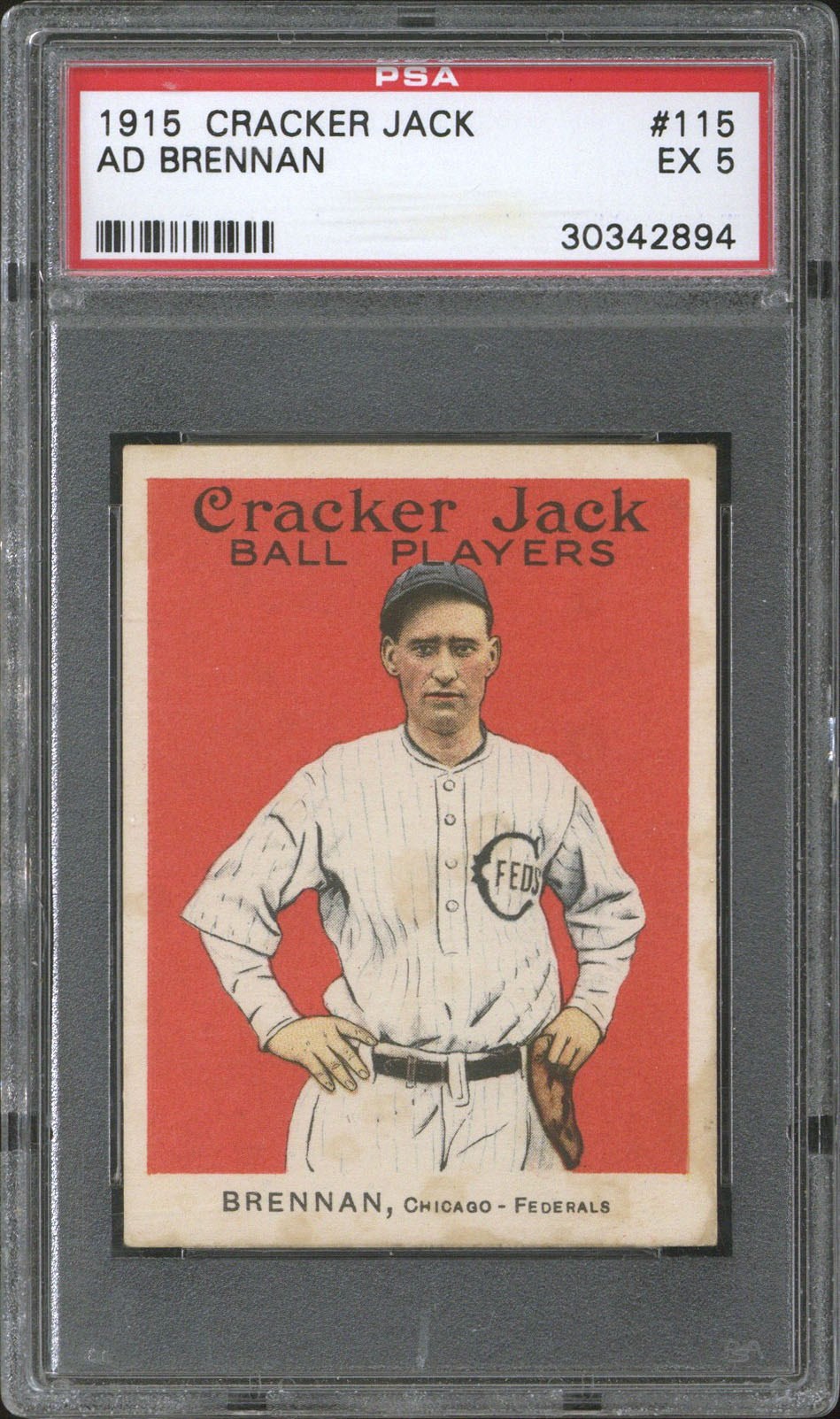 1915 Cracker #115 Jack Ad Brennan - PSA EX 5