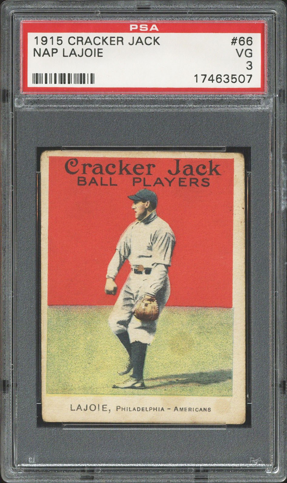 1915 Cracker Jack #66 Nap Lajoie (HOF) - PSA VG 3