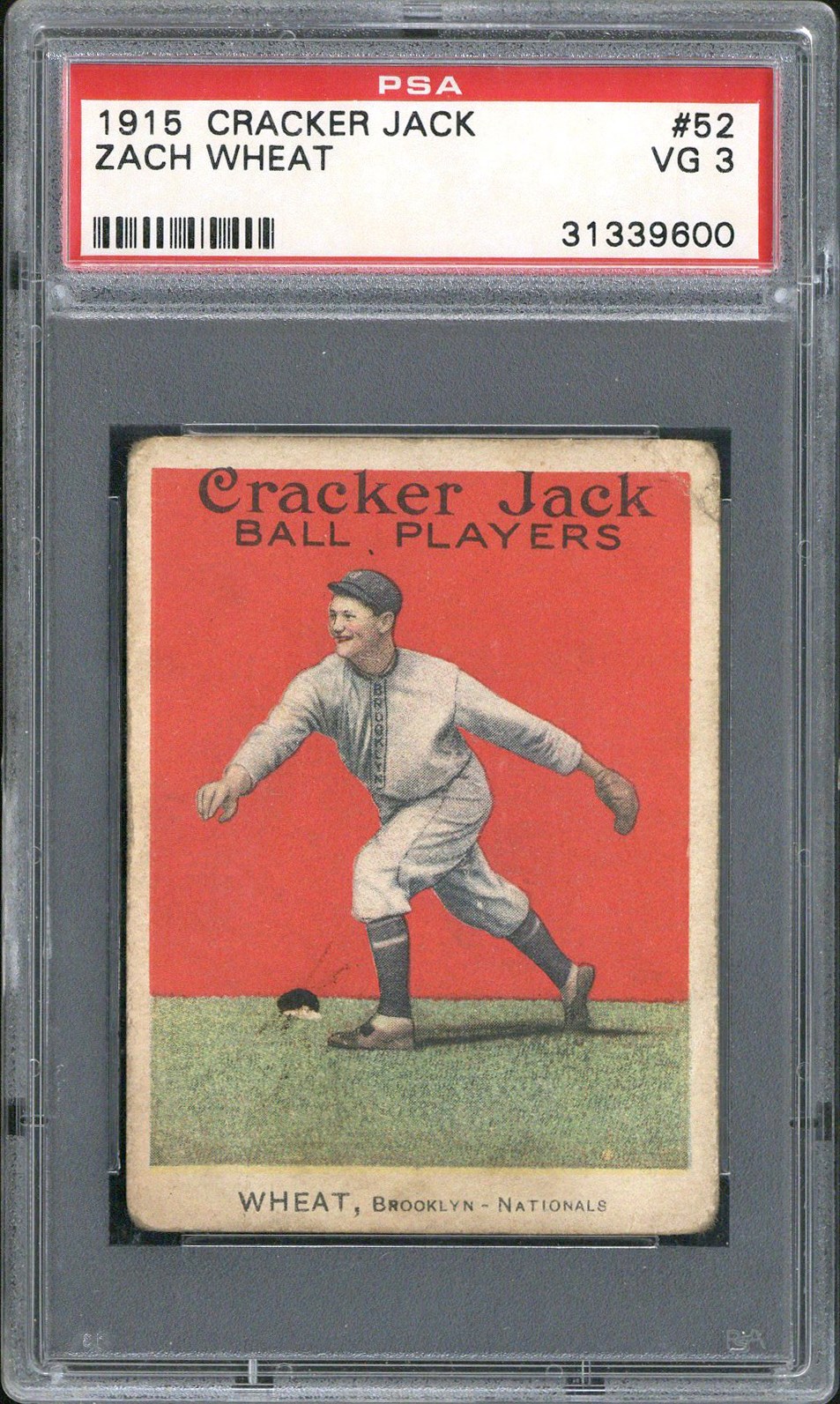 1915 Cracker Jack #52 Zack Wheat (HOF) - PSA VG 3