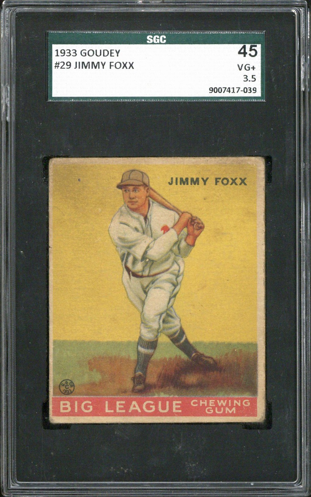 1933 Goudey #29 Jimmy Foxx (HOF) - SGC VG+ 3.5