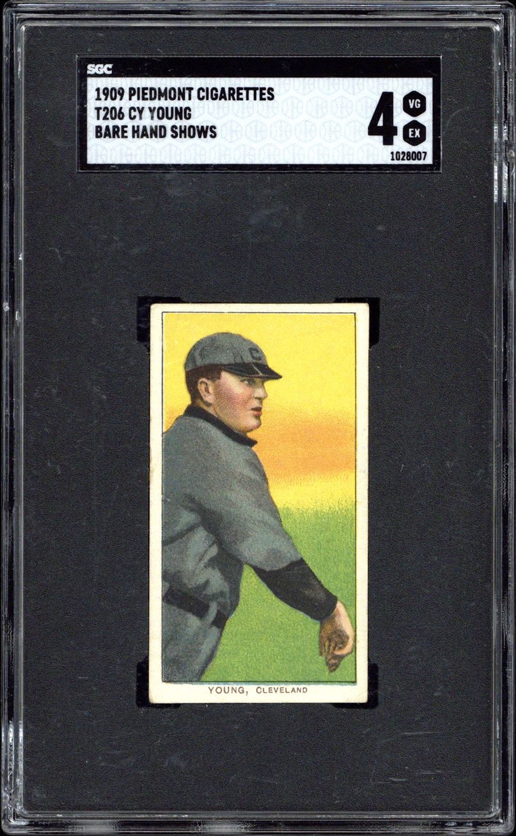 1909-11 T206 Cy Young (HOF - Bare Hand Shows) - SGC VG-EX 4