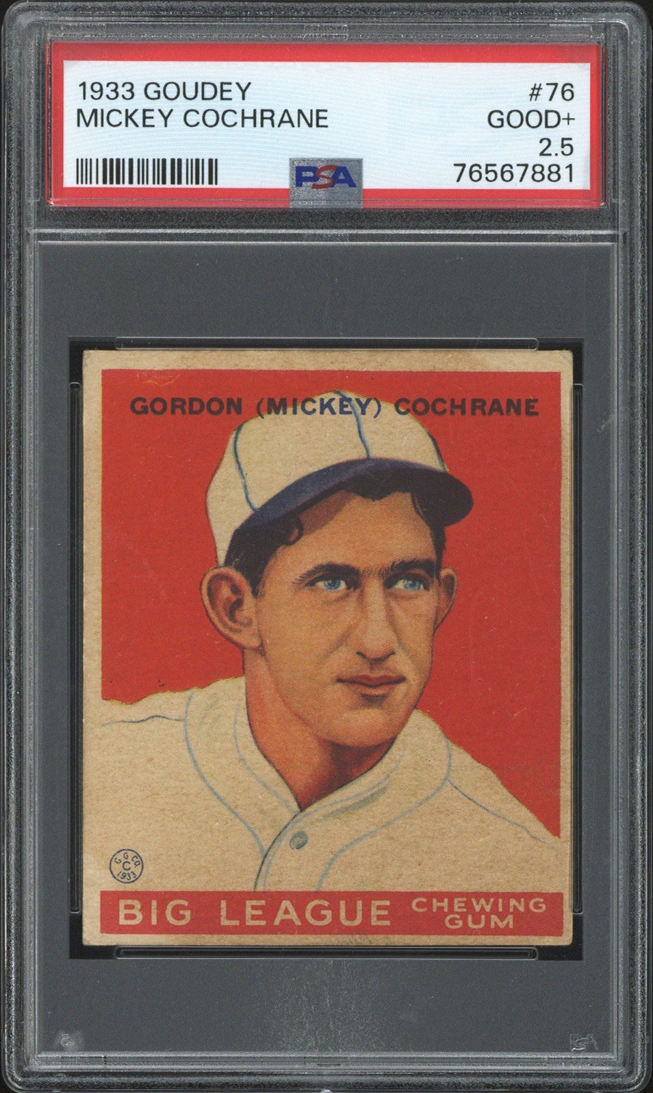1933 Goudey #76 Mickey Cochrane (HOF) - PSA GOOD+ 2.5