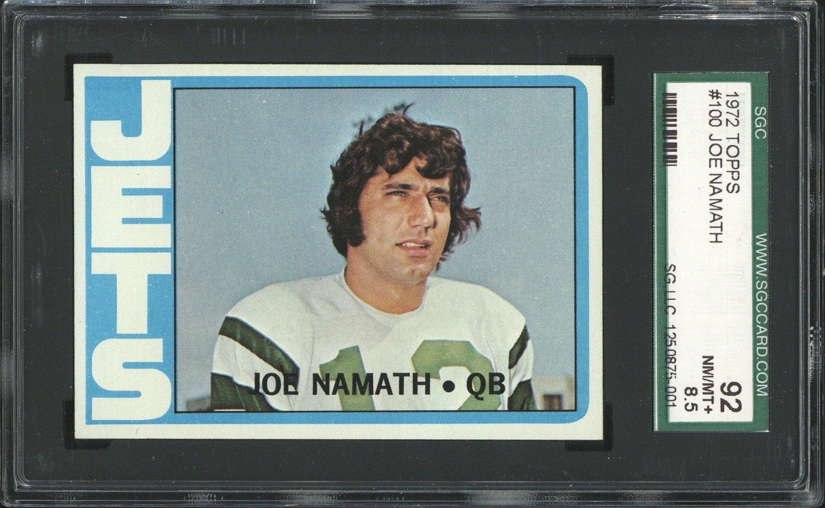 1972 Topps Football #100 Joe Namath (HOF) - SGC NM/MT+ 8.5
