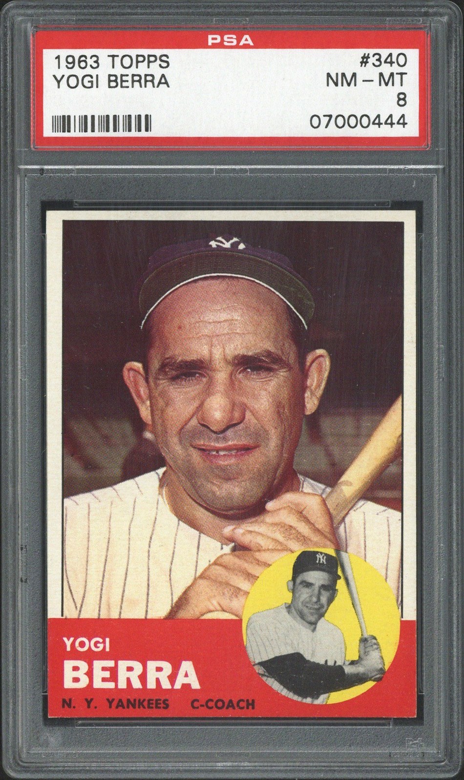 1963 Topps #340 Yogi Berra (HOF) - PSA NM-MT 8