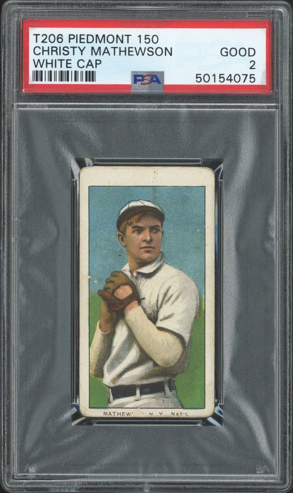 1909-11 T206 Christy Mathewson (HOF - White Cap) - PSA GOOD 2 - Huge Borders