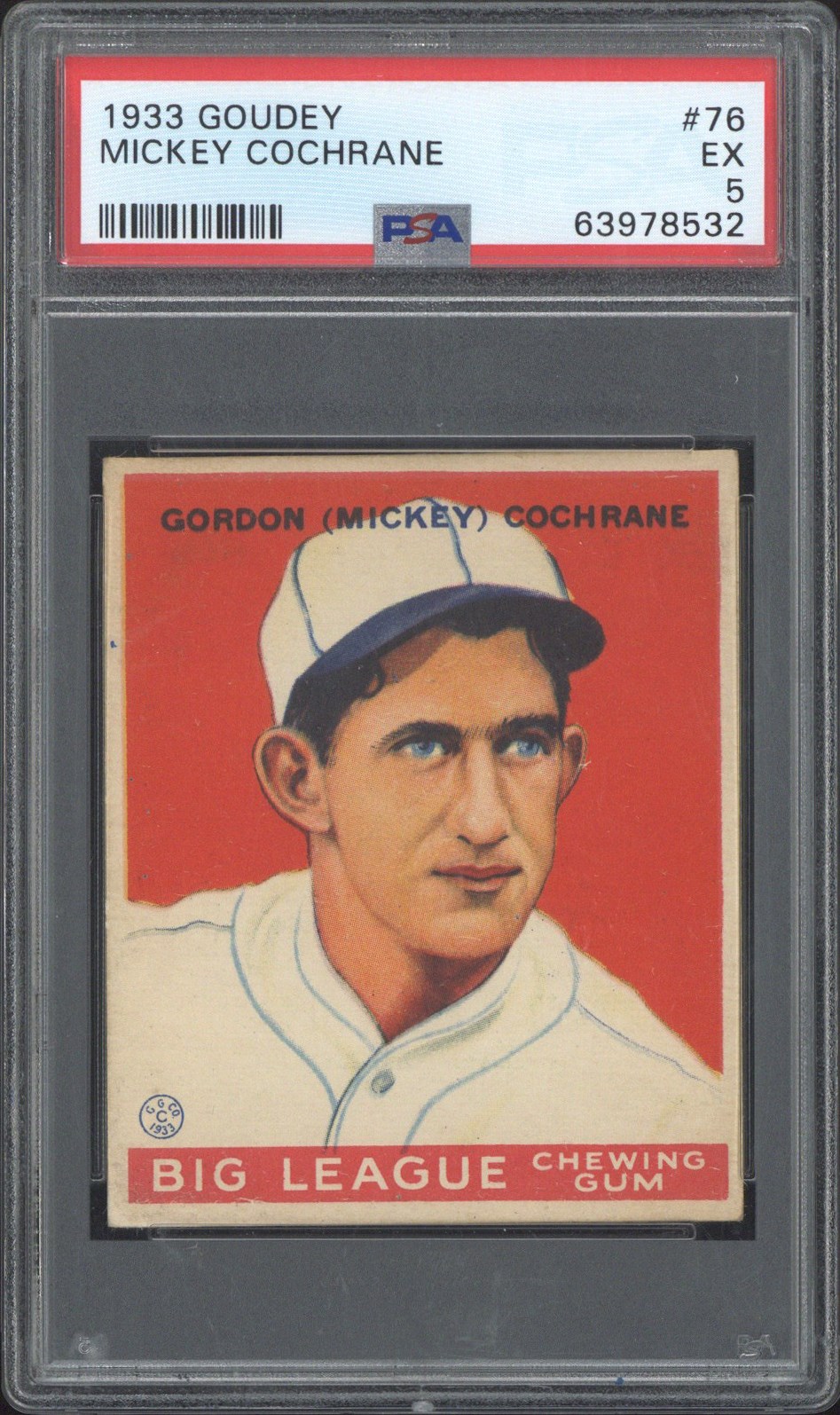 1933 Goudey #76 Mickey Cochrane (HOF) - PSA EX 5