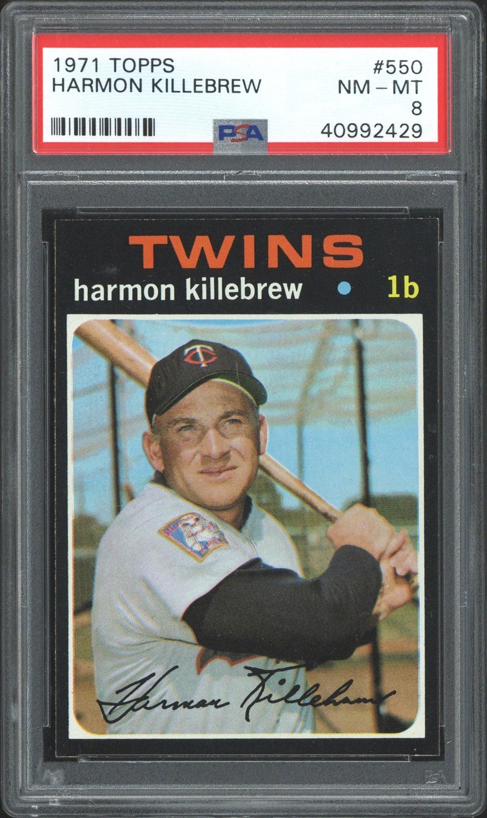 1971 Topps #550 Harmon Killebrew (HOF) - PSA NM-MT 8