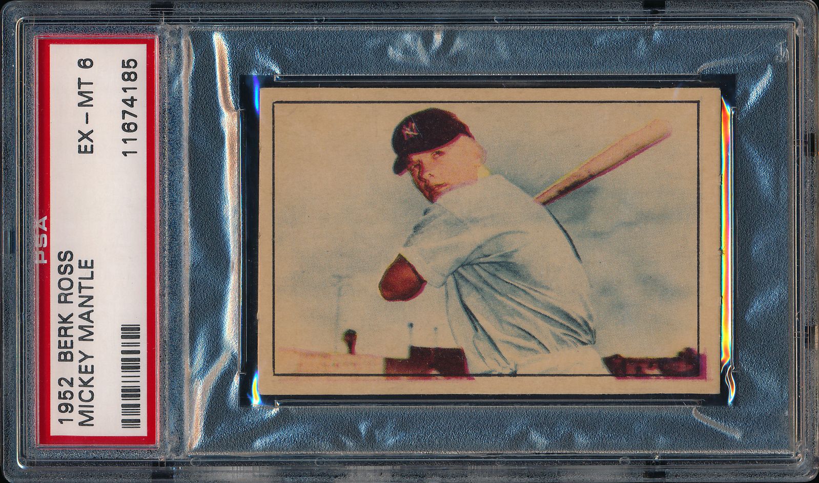  Beautiful 1952 Berk Ross #37 Mickey Mantle (HOF) - PSA EX-MT 6