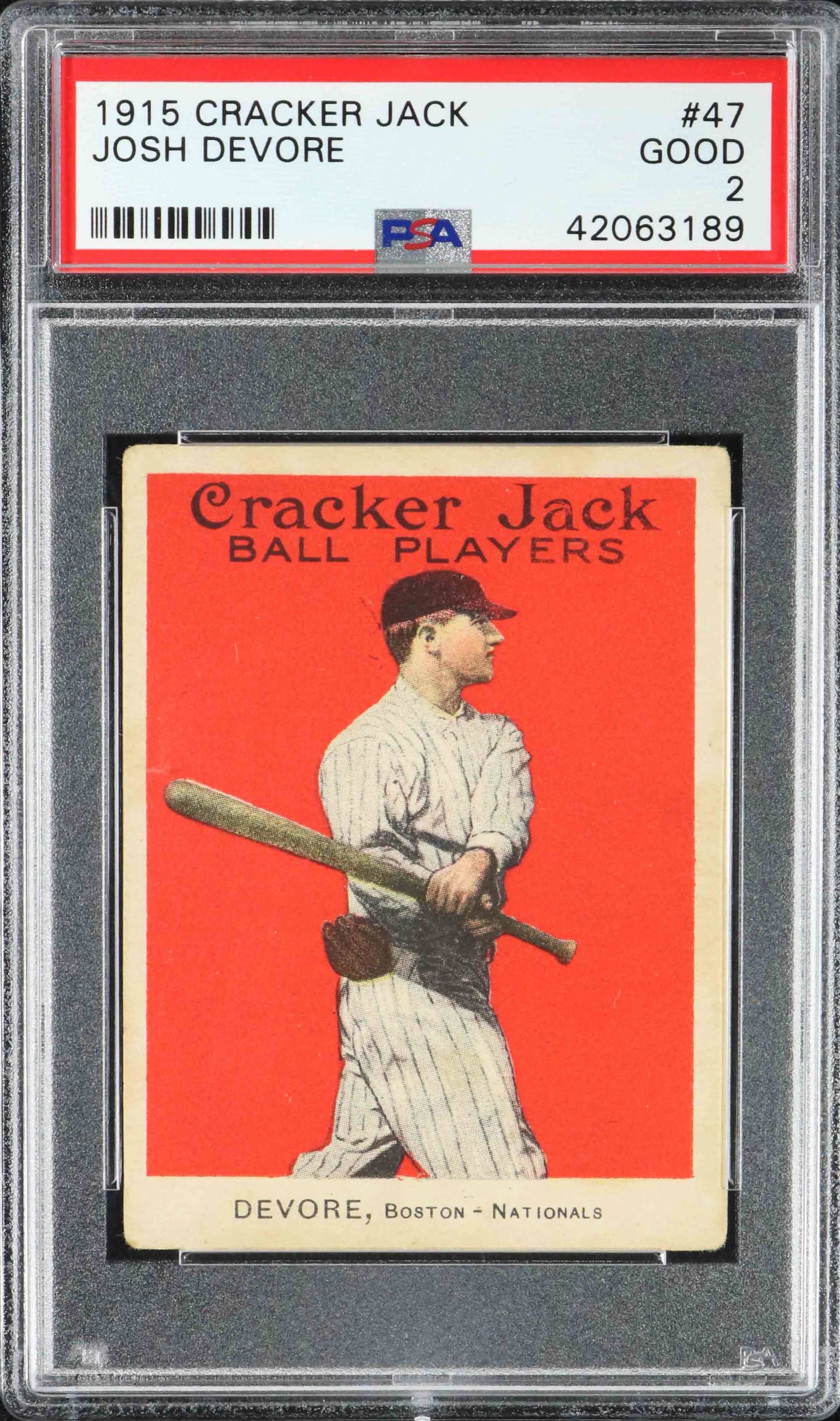 1915 Cracker Jack #47 Josh Devore - PSA GOOD 2