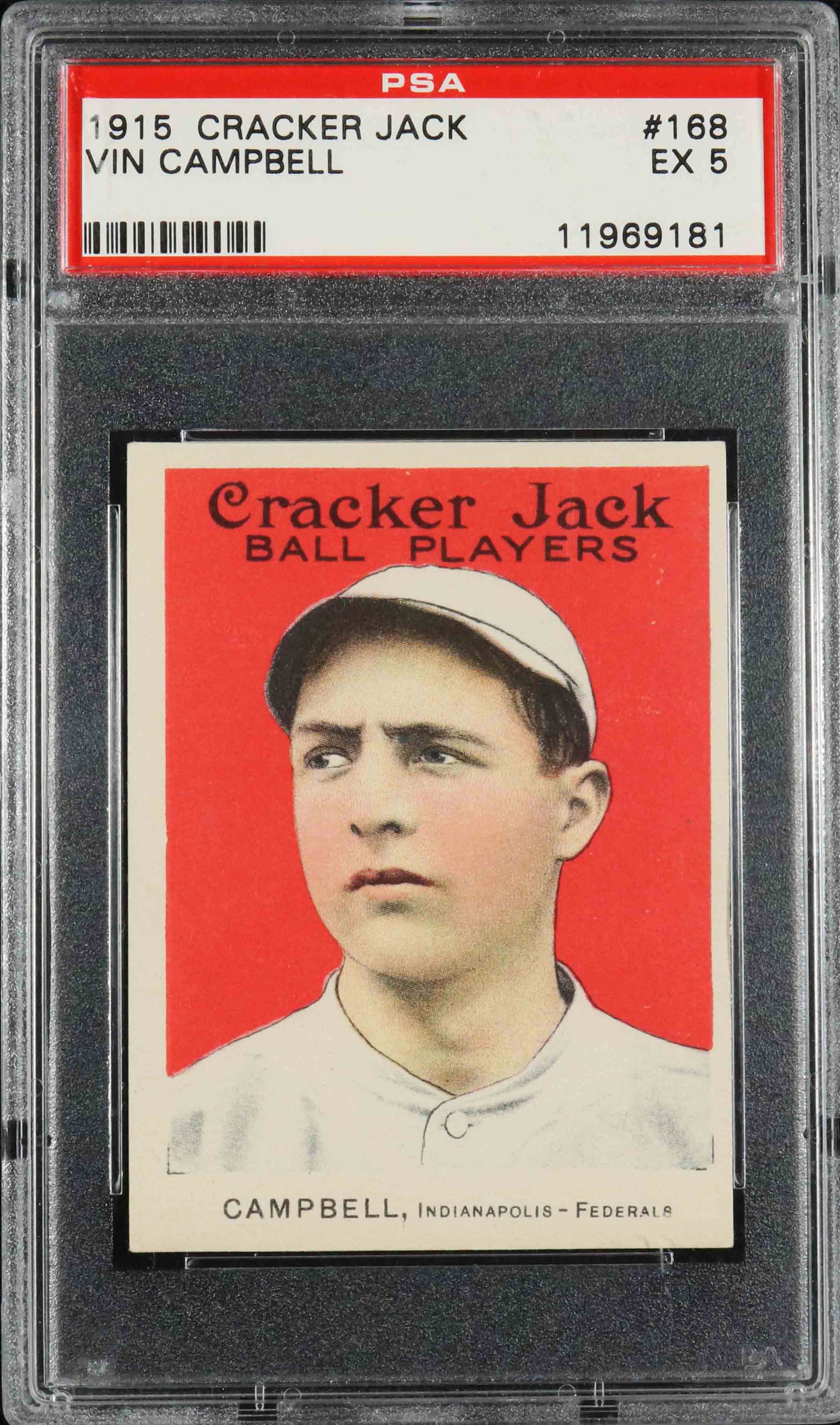 1915 Cracker Jack #168 Vin Campbell - PSA EX 5