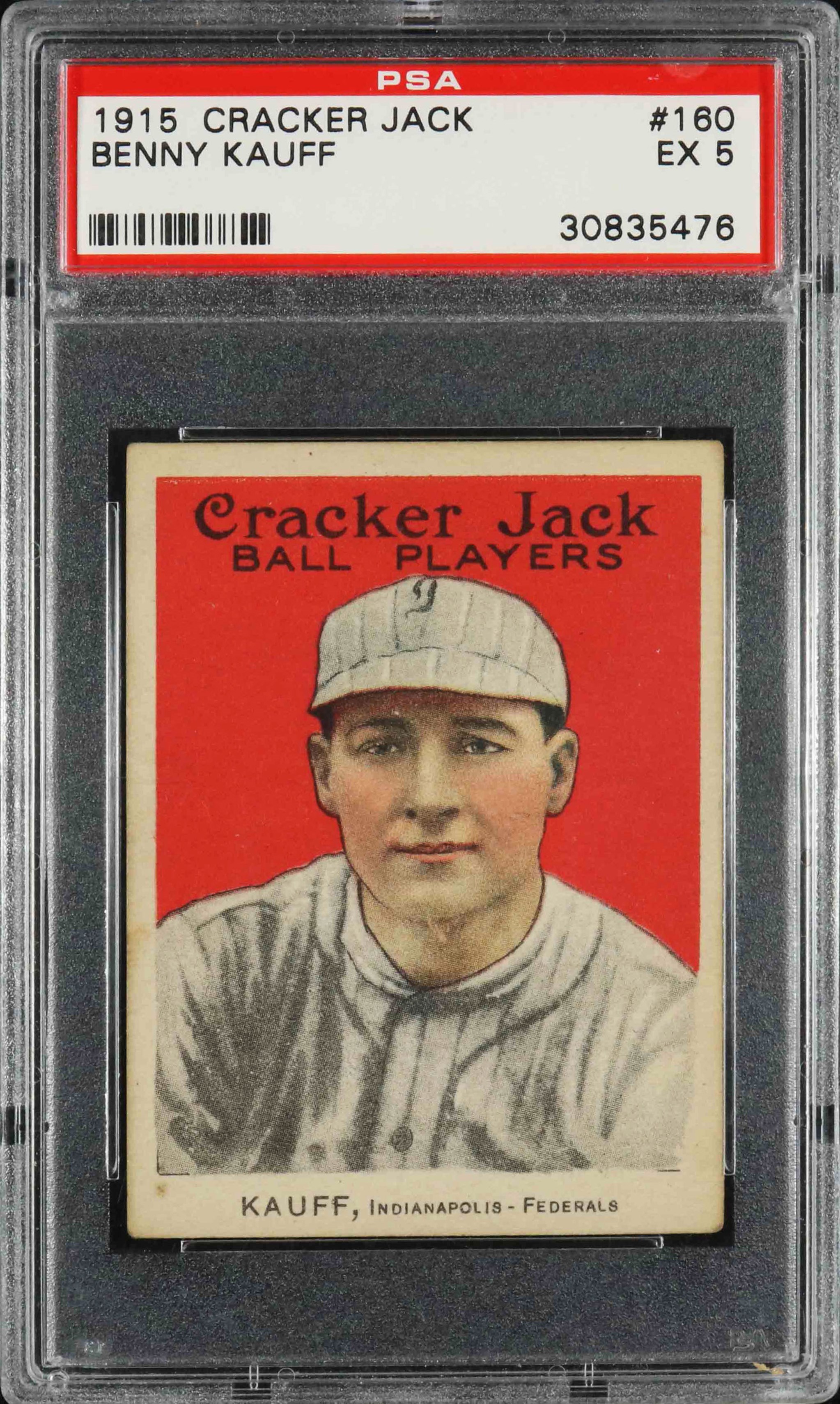 1915 Cracker Jack #160 Benny Kauff - PSA EX 5