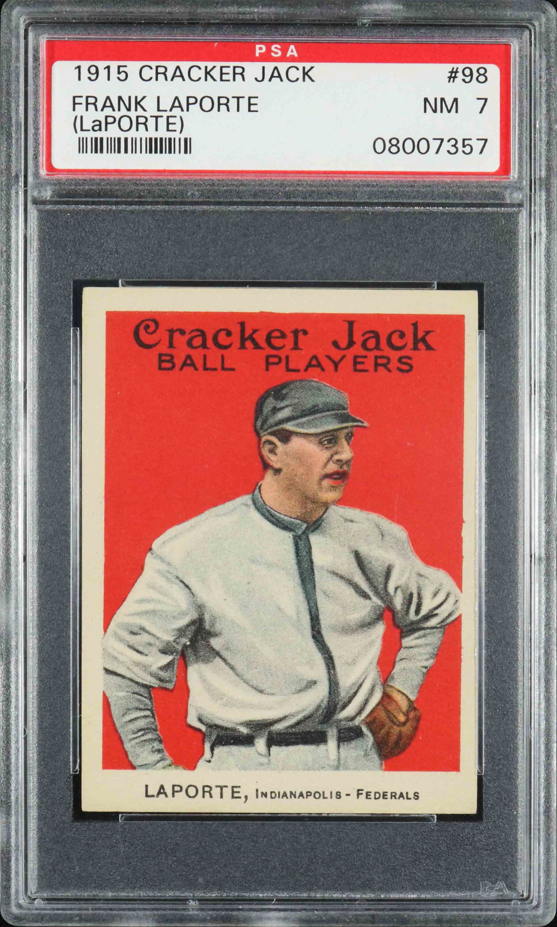 1915 Cracker Jack #98 Frank LaPorte - PSA NM 7